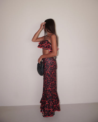 TWIN-SET TOP E GONNA A FIORI