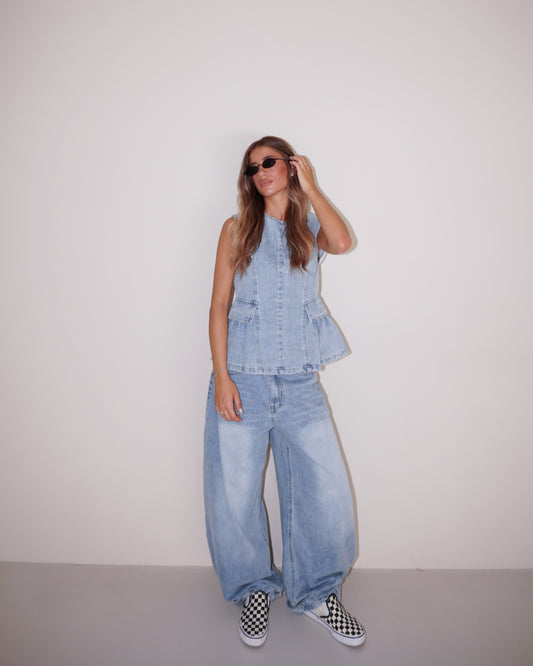 COMPLETO TOP E JEANS IN DENIM