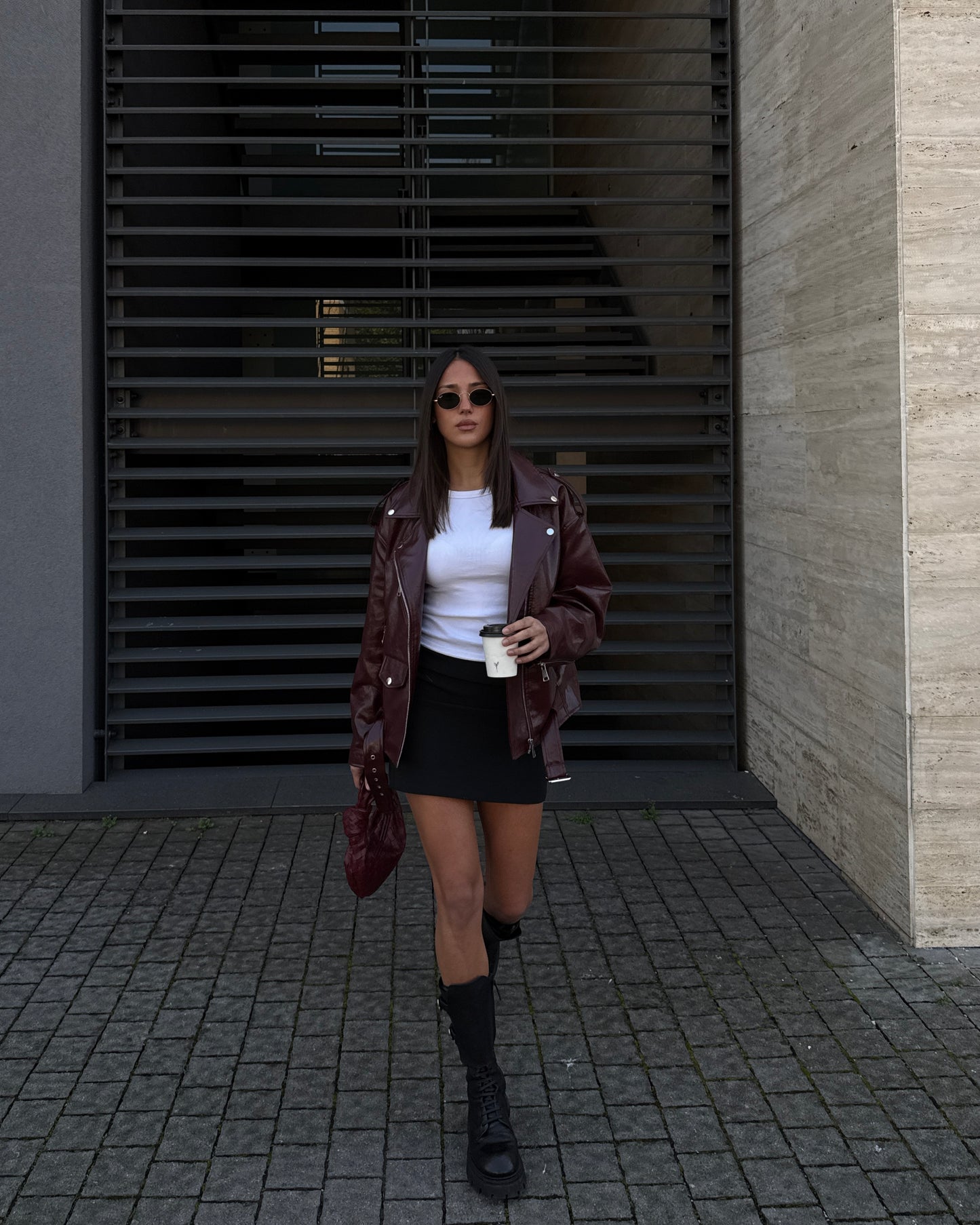 GIACCA BIKER IN ECOPELLE CON CINTURA