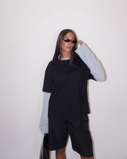 T-SHIRT DOUBLE SLEEVE A CONTRASTO LUMINA