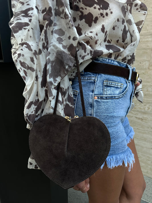 BORSA A CUORE SUEDE