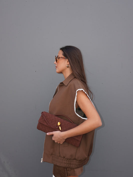CLUTCH INTRECCIATA SUEDE