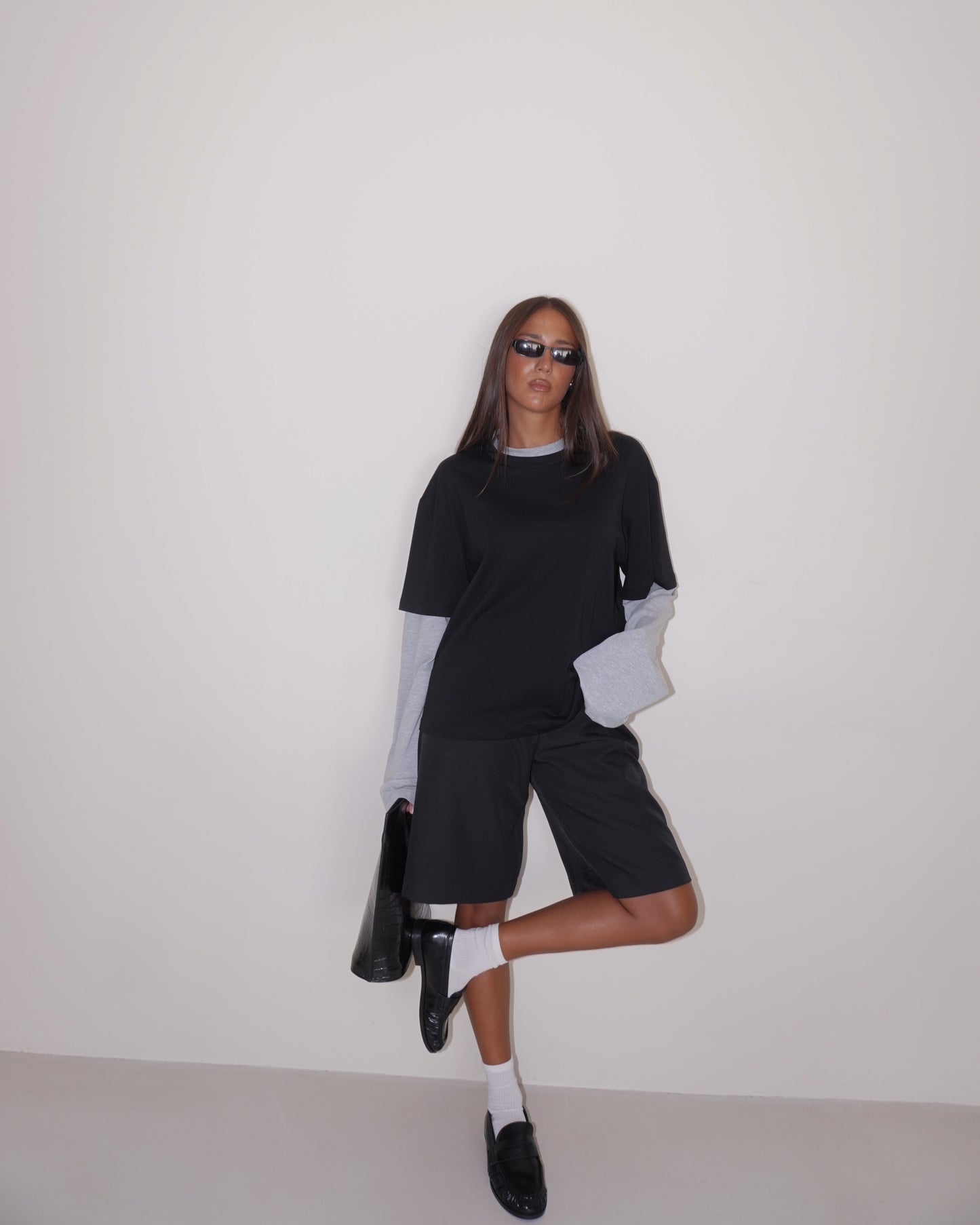 T-SHIRT DOUBLE SLEEVE A CONTRASTO LUMINA