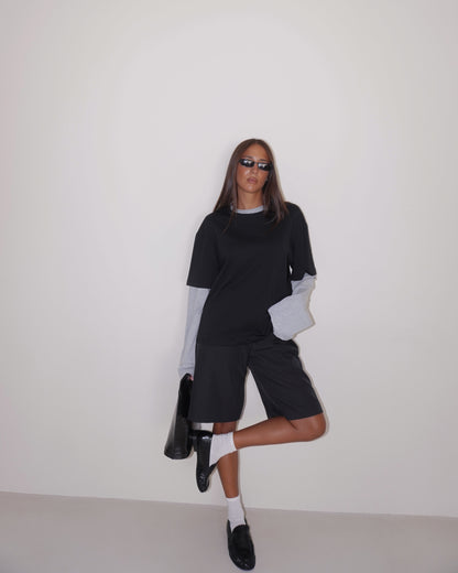 T-SHIRT DOUBLE SLEEVE A CONTRASTO LUMINA