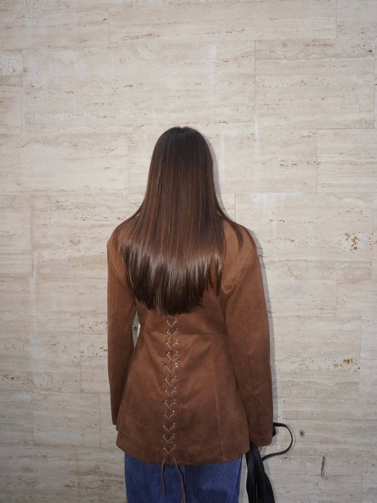 BLAZER STRINGATO IN SIMIL CAMOSCIO