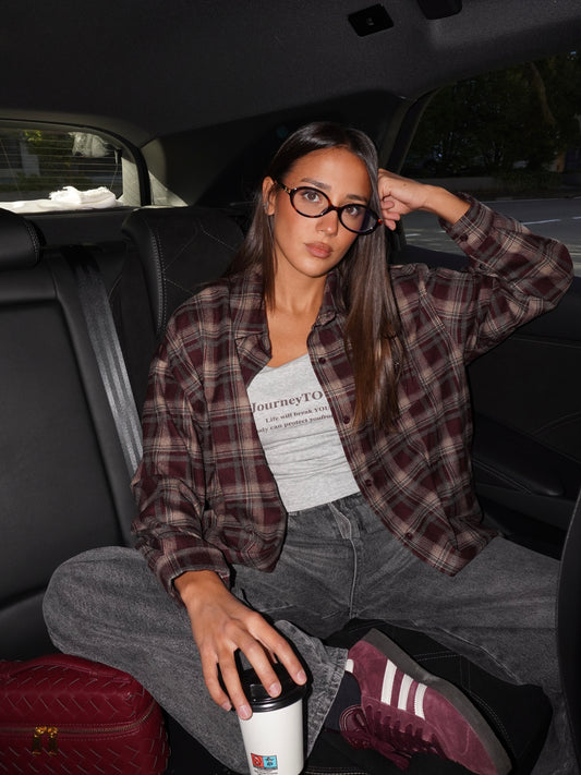CAMICIA OVER A QUADRI CON CANOTTA