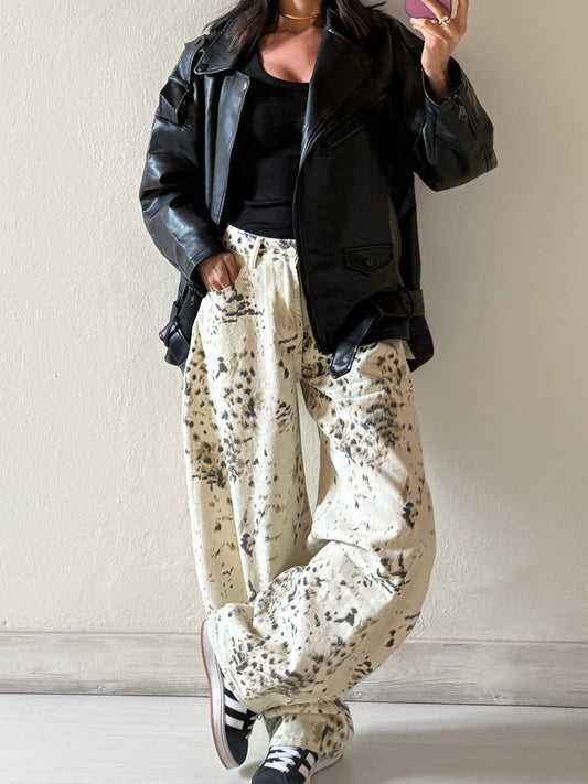 JEANS BALLOON ANIMALIER
