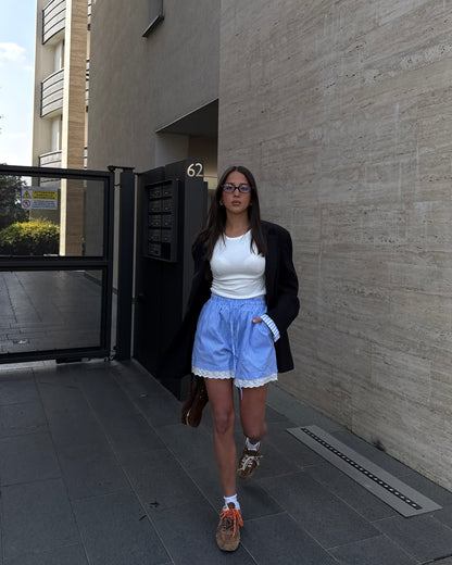 SHORTS A RIGHE CON PIZZO