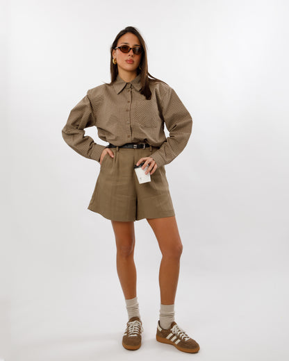 CAMICIA CON SPALLE IMBOTTITE A QUADRI