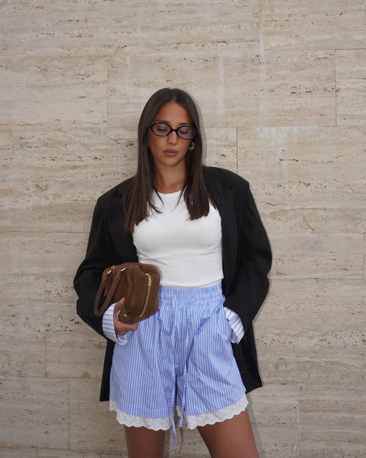 SHORTS A RIGHE CON PIZZO