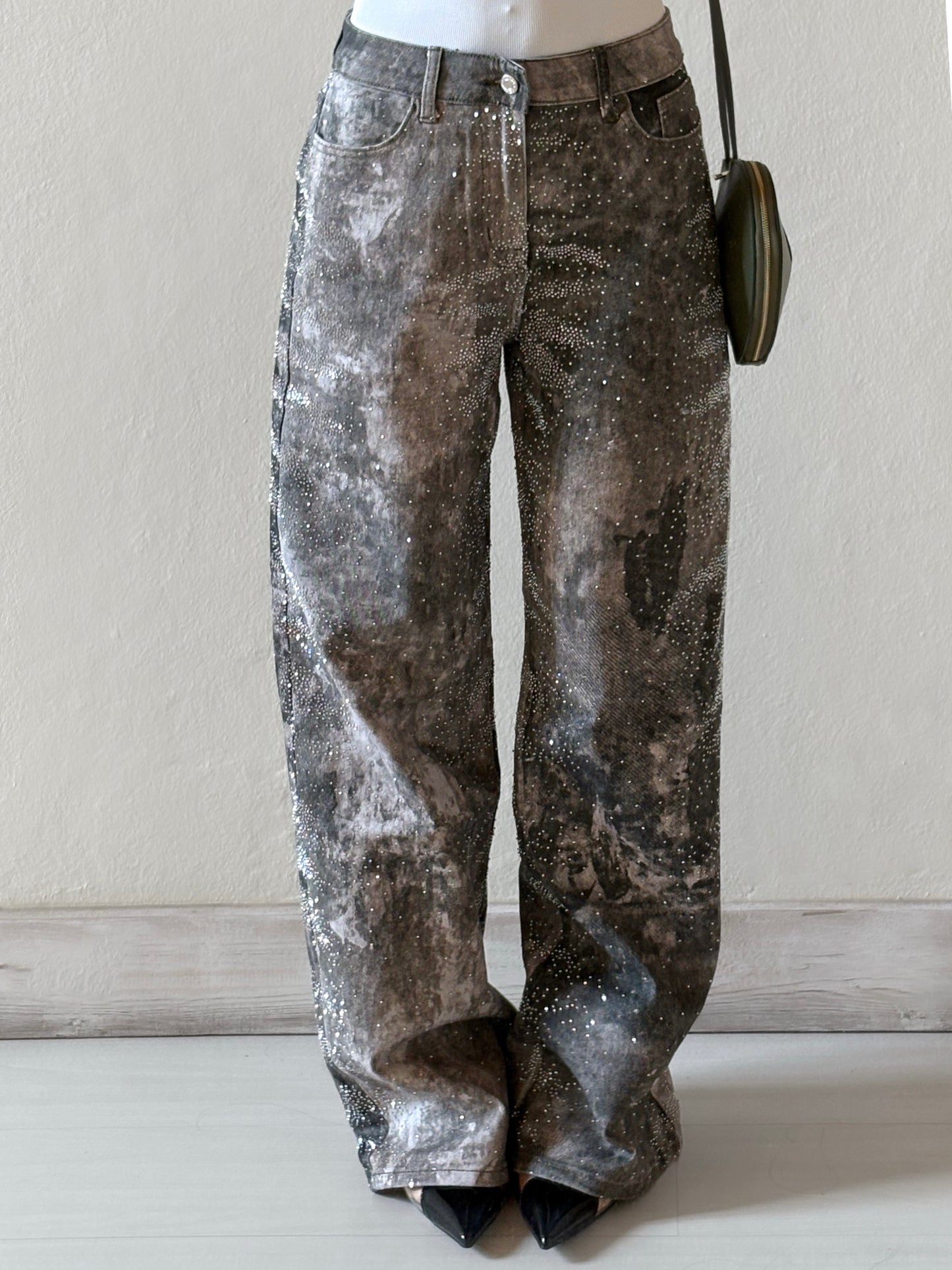 JEANS SFUMATO CON STRASS