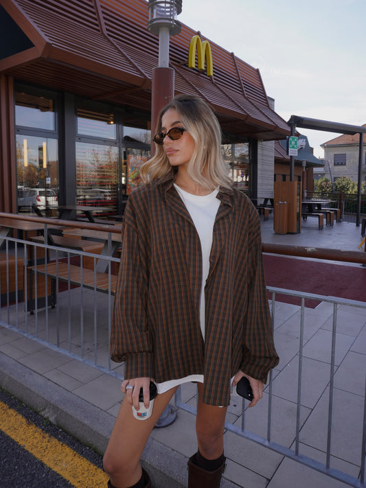 CAMICIA A QUADRI CON SPALLE IMBOTTITE