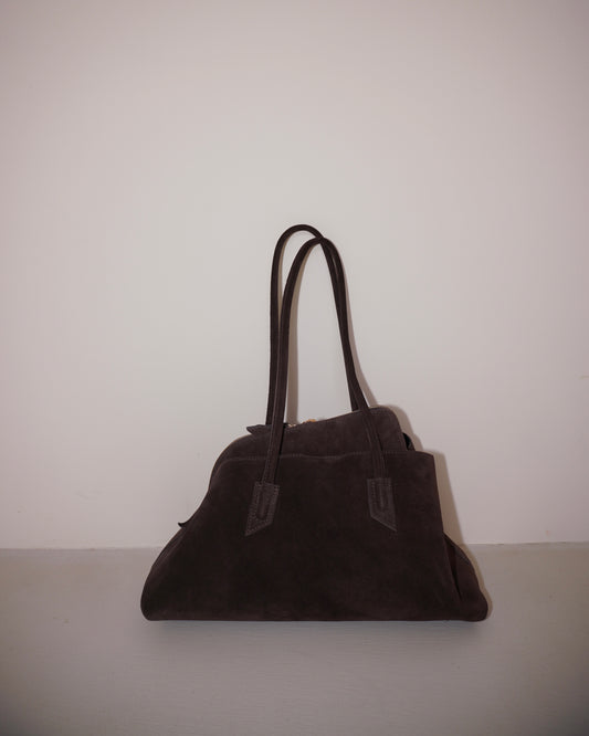 BORSA A SPALLA IN PELLE SCAMOSCIATA