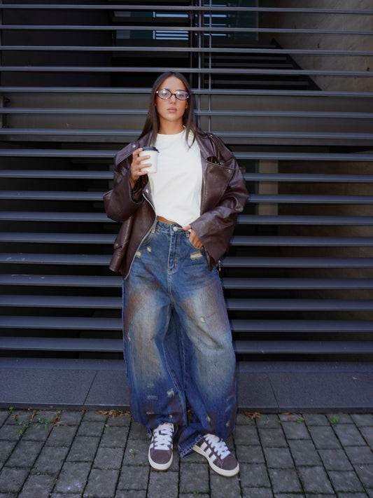 JEANS BAGGY EFFETTO ROVINATO