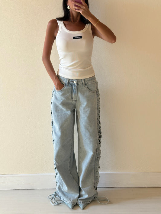 JEANS WIDE LEG STRINGATO