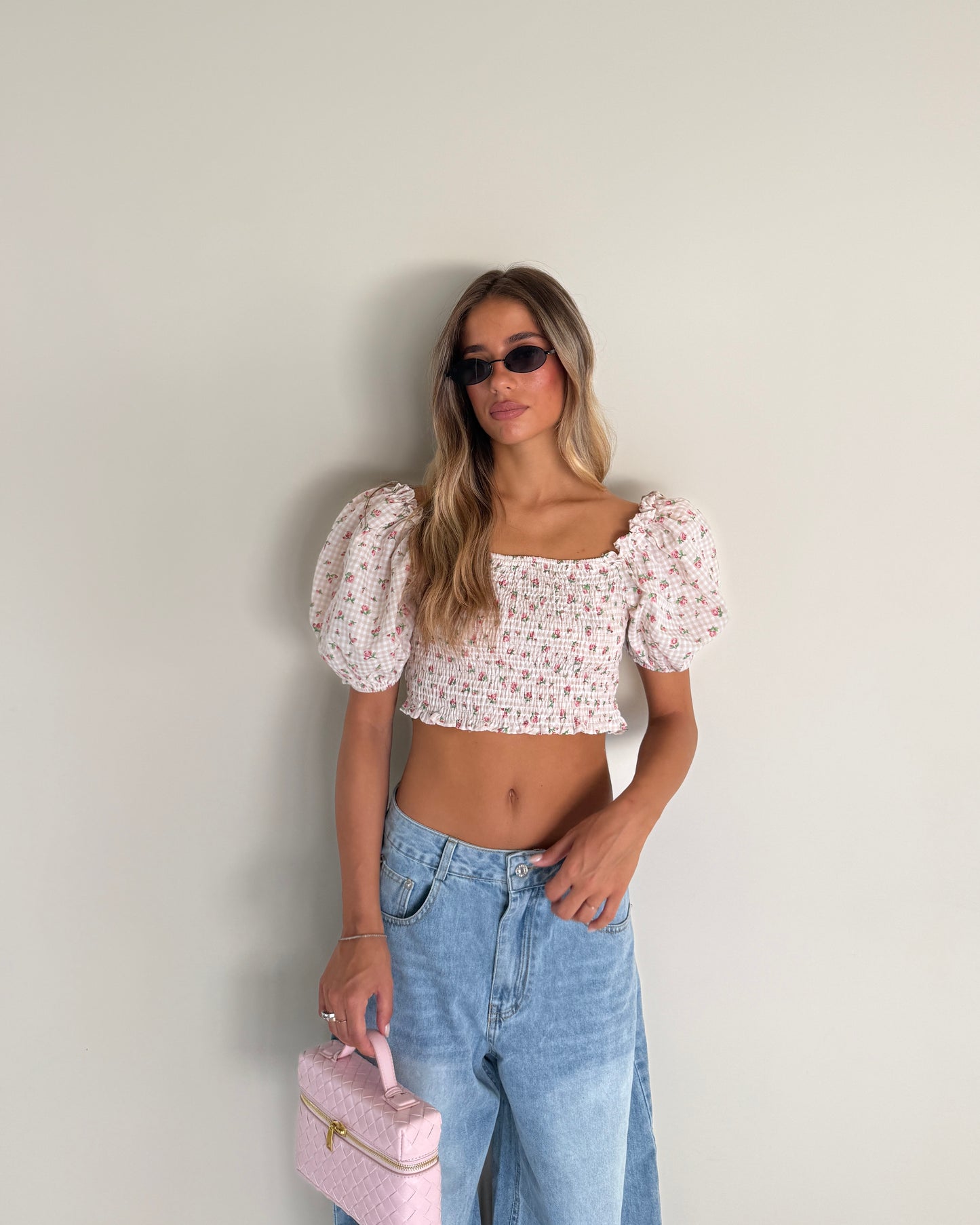 TOP FLOREALE MANICA SBUFFO
