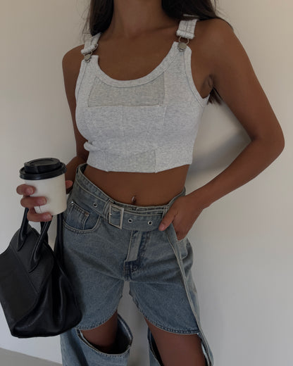 CANOTTA CROP A SALOPETTE