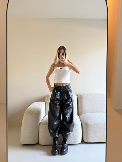 PANTALONE IN ECOPELLE MARTELLATA