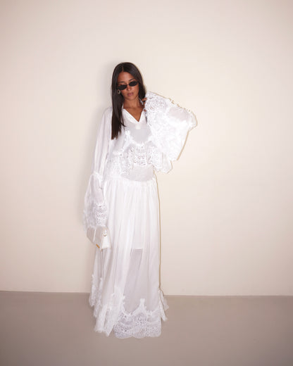 COMPLETO GONNA LUNGA E MAGLIA CON PIZZO