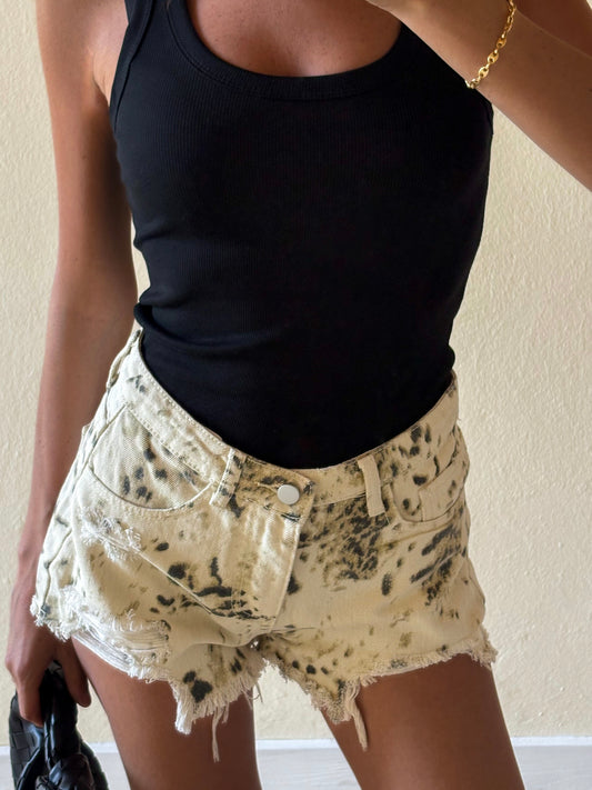 SHORTS IN DENIM ANIMALIER