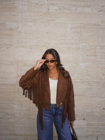 CHIODO IN SIMIL CAMOSCIO CON FRANGE