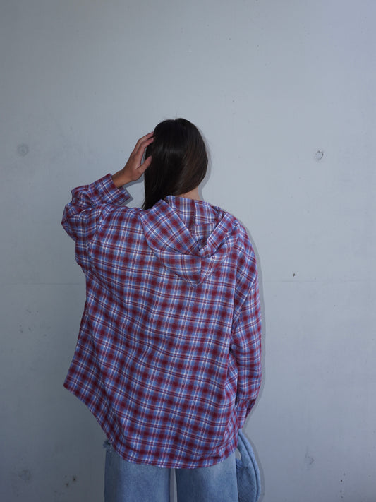CAMICIA A QUADRI CON CAPPUCCIO