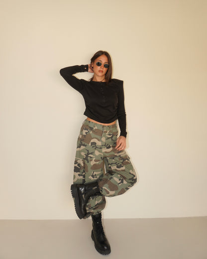 JEANS BAGGY CARGO MILITARE
