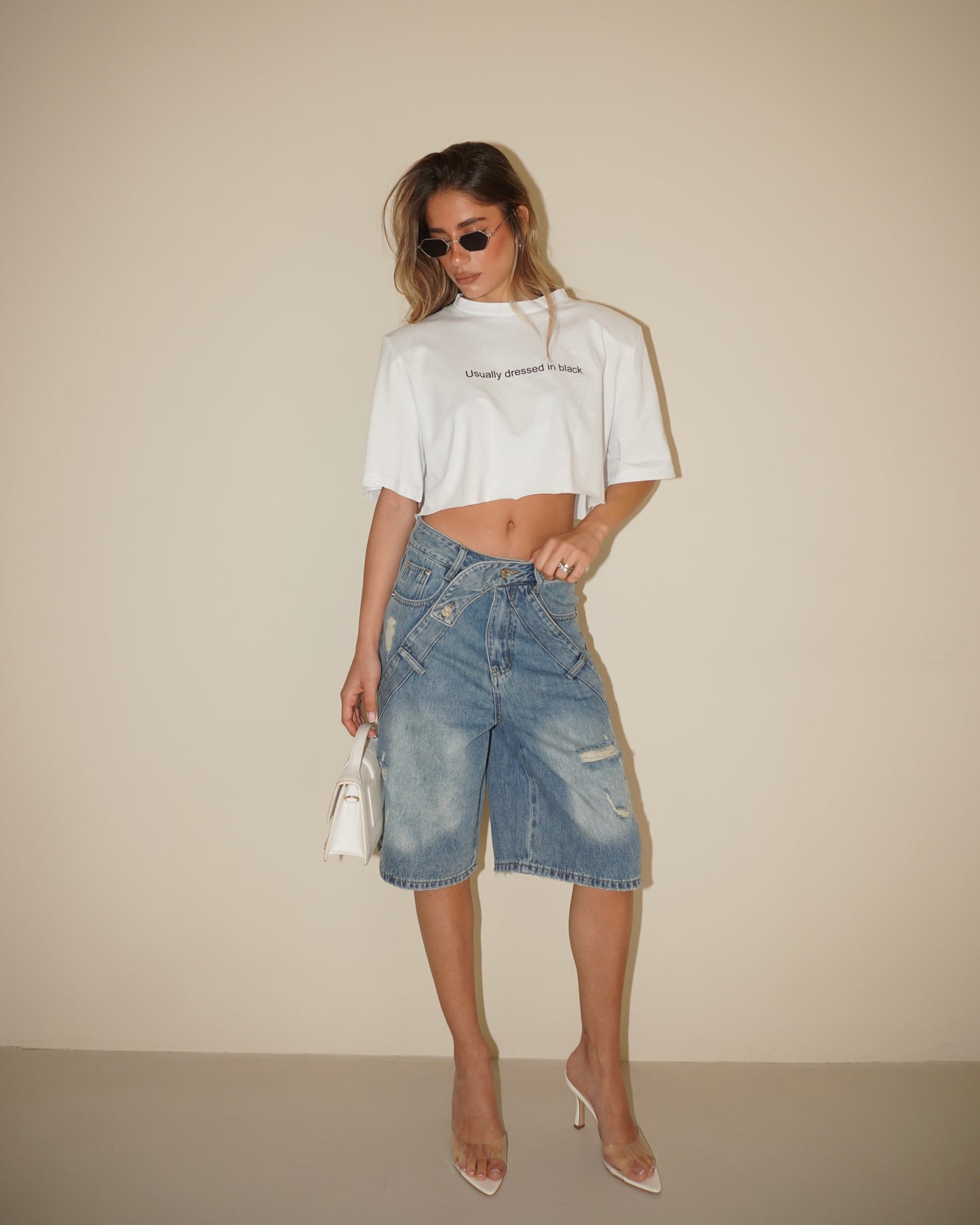 BERMUDA IN DENIM CON DOPPIE TASCHE