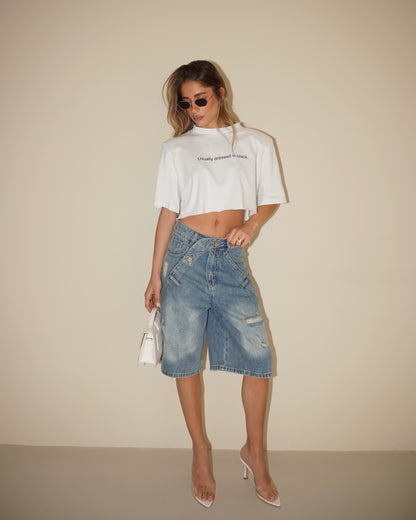 BERMUDA IN DENIM CON DOPPIE TASCHE