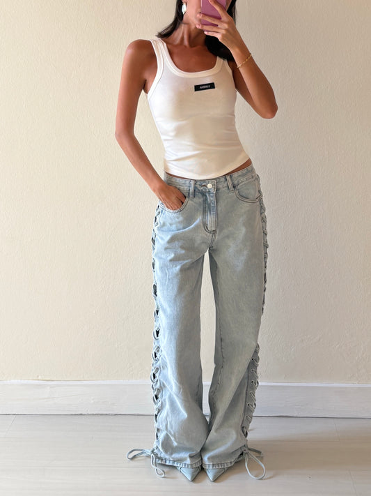 JEANS WIDE LEG STRINGATO