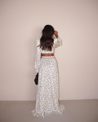 COORDINATO A POIS TOP E GONNA LUNGA