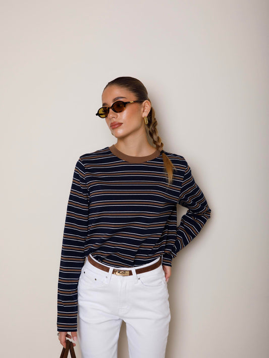 MAGLIA GIROCOLLO A RIGHE LUMINA