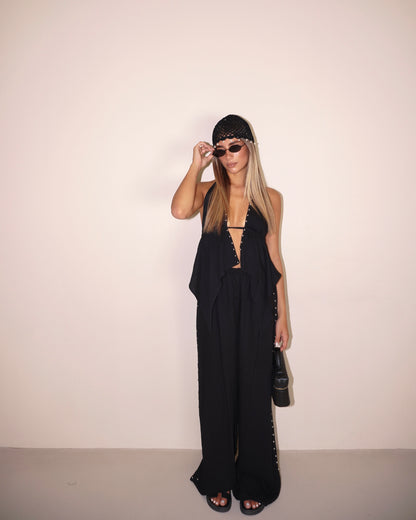 COMPLETO TOP E PANTALONE CON BORCHIE
