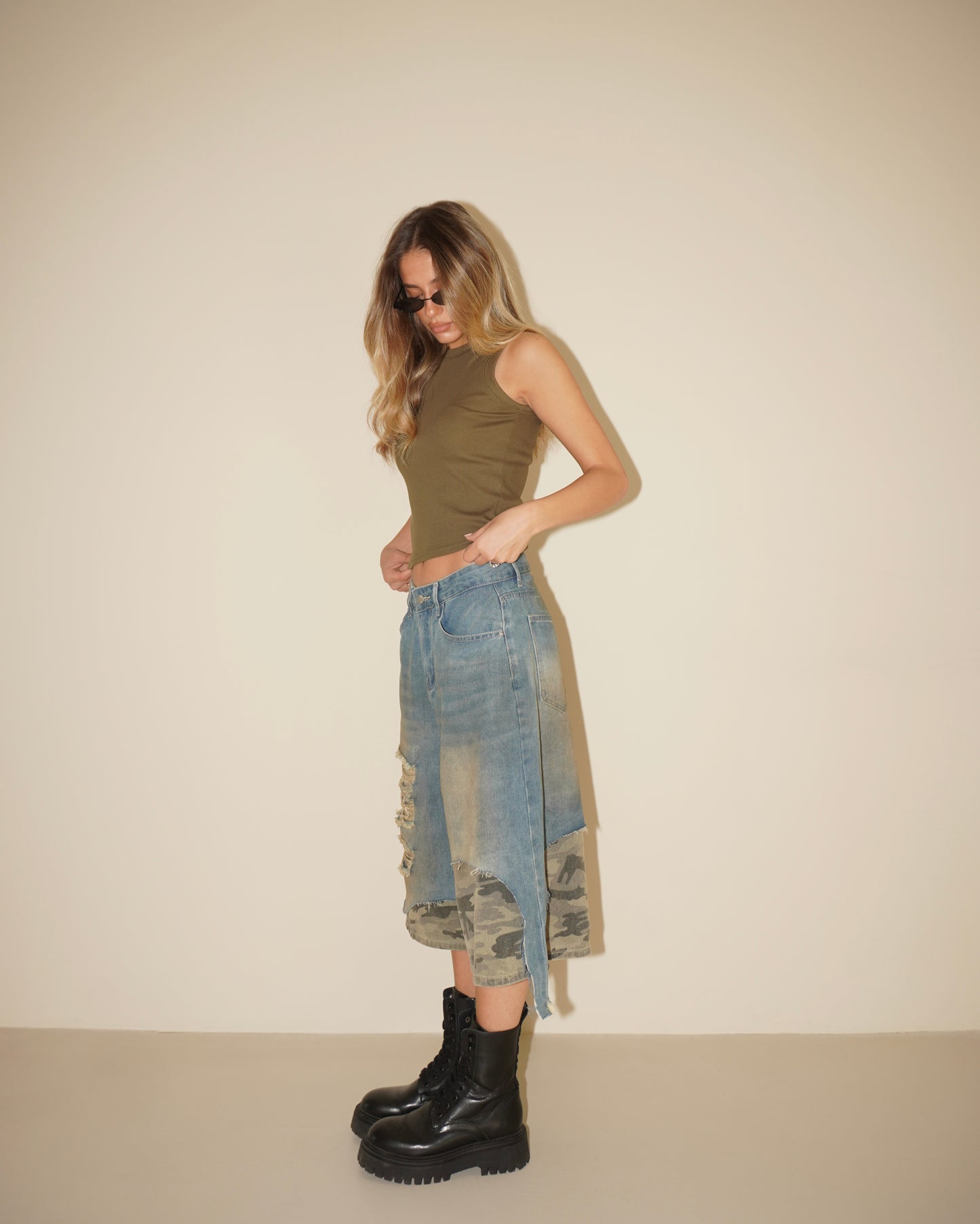 BERMUDA DENIM INSERTO MILITARE