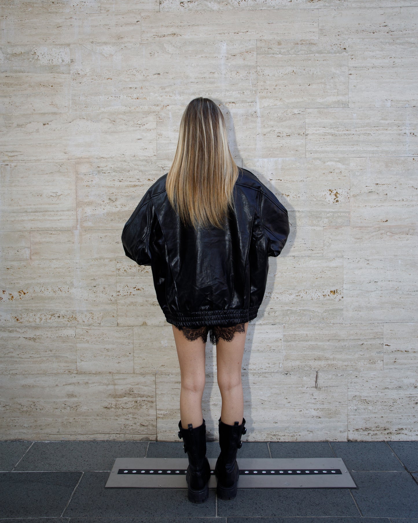 GIACCA BIKER IN ECOPELLE CON COLLO ALTO