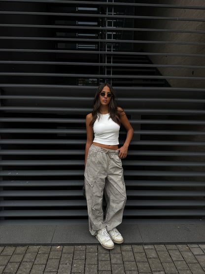 PANTALONE PARACHUTE MILITARE CHIARO