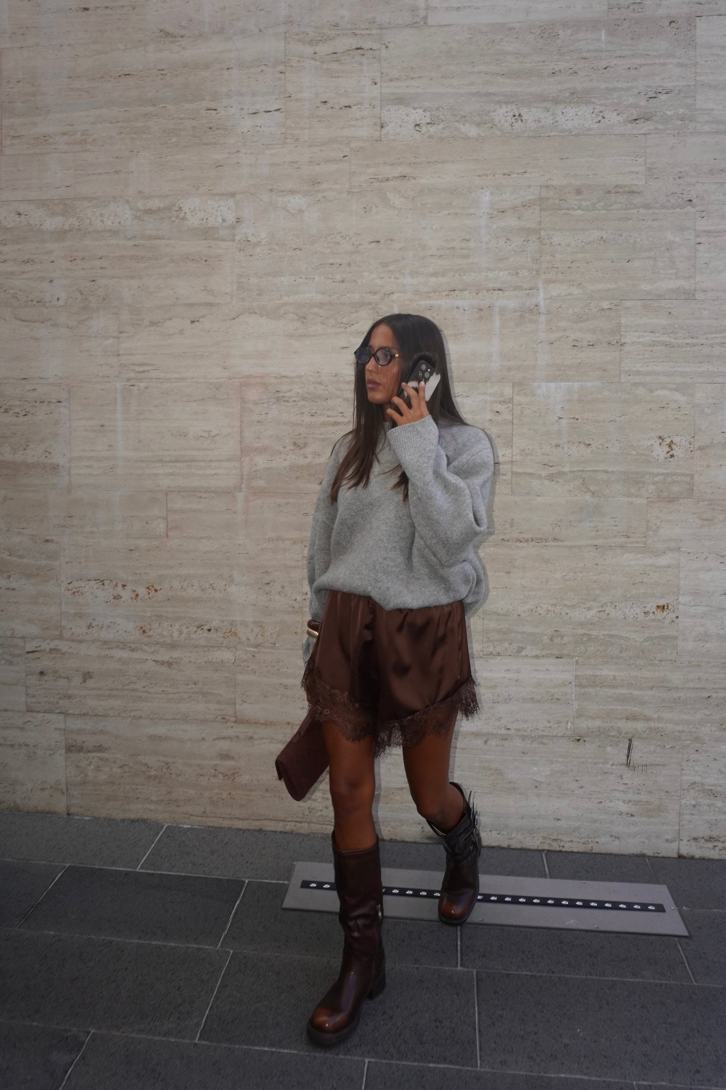 SHORTS IN SIMIL RASO E PIZZO