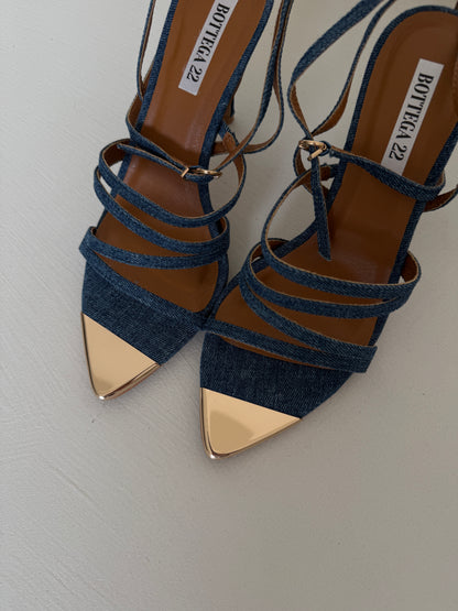 SANDALO CON TACCO IN DENIM
