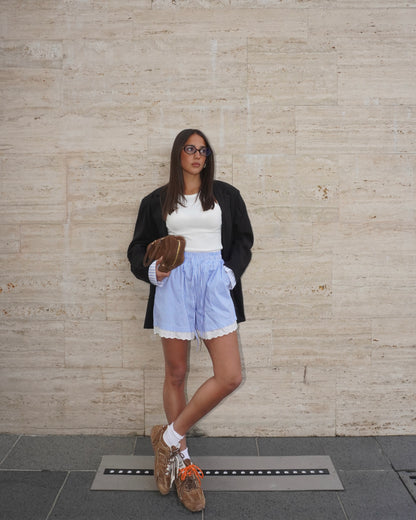 SHORTS A RIGHE CON PIZZO