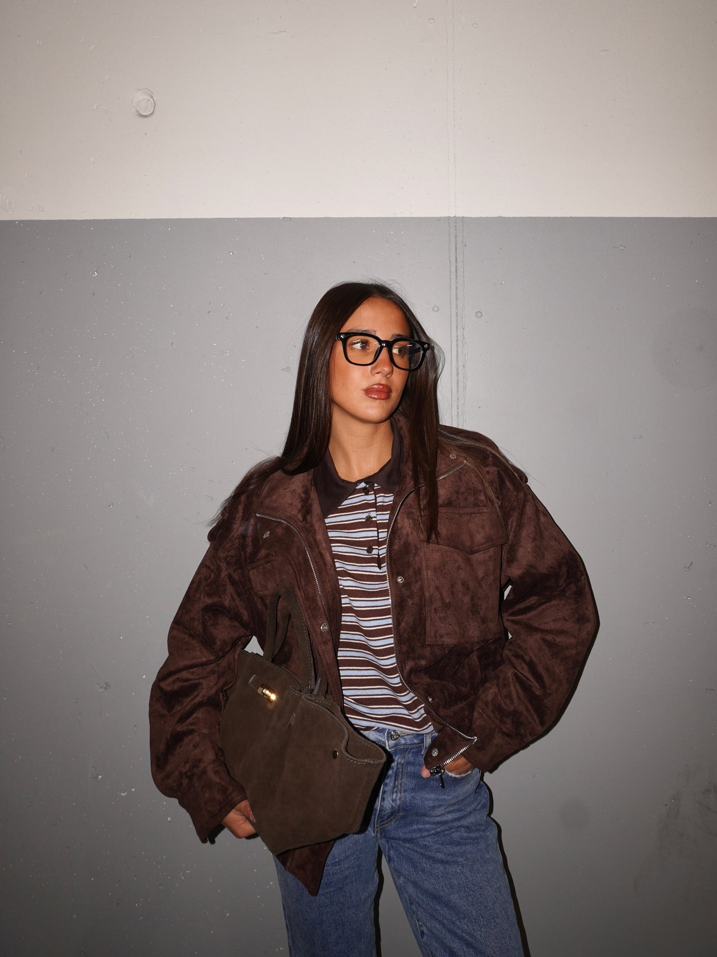 GIACCA IN SIMIL CAMOSCIO CON TASCONI