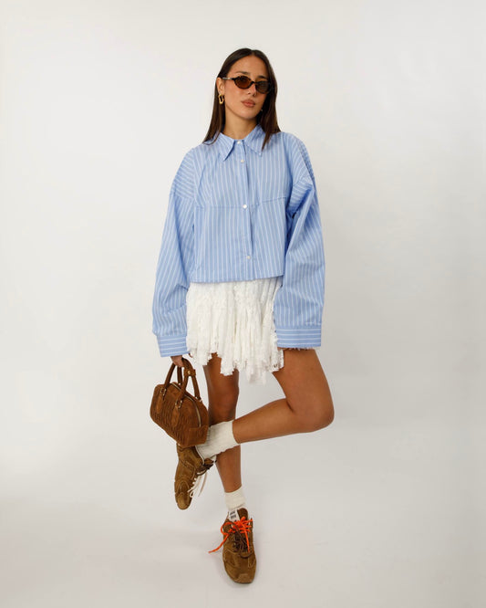 CAMICIA CROP A RIGHE