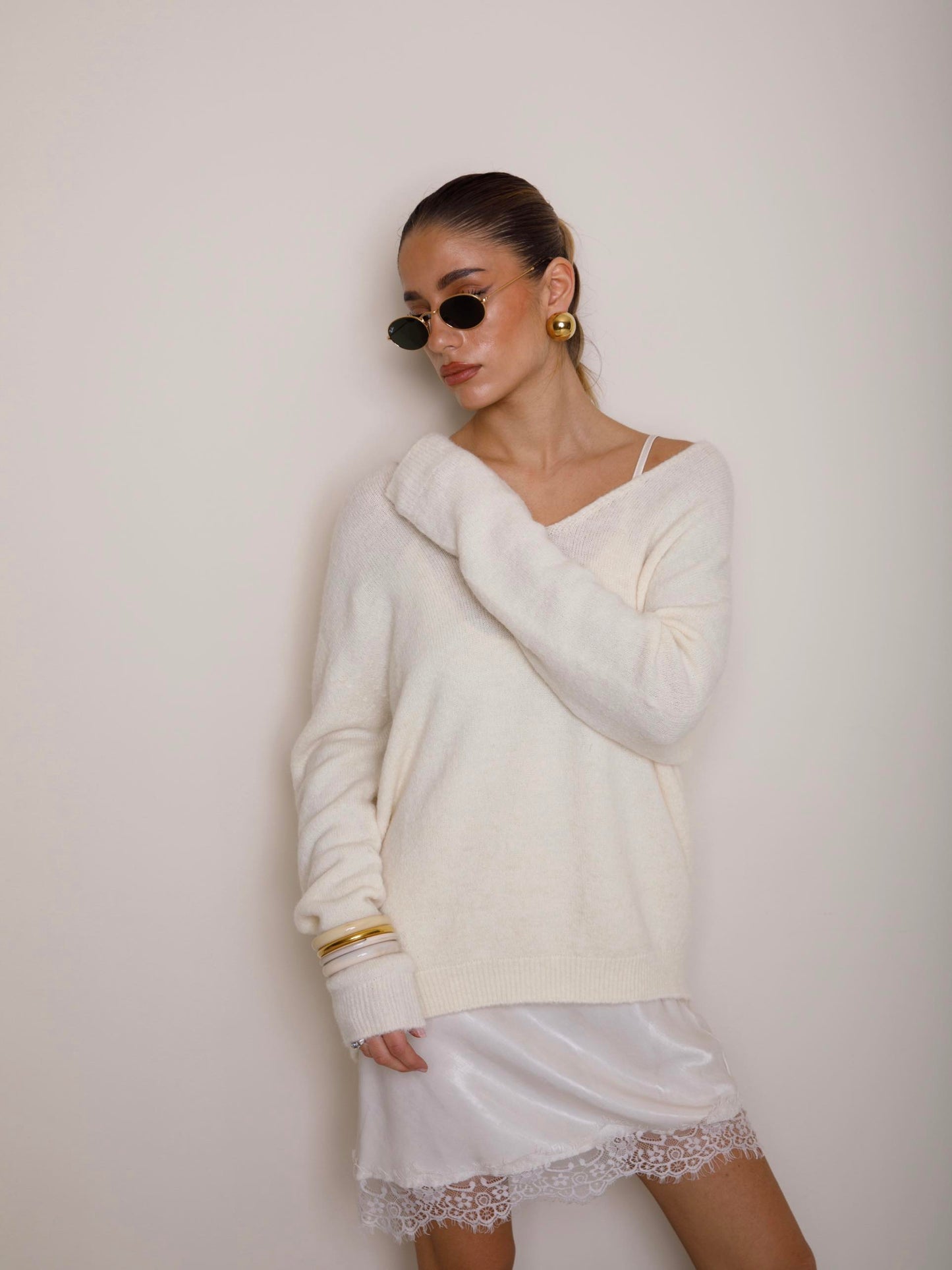 MAGLIONE ALPACA CON ABITO IN SIMIL RASO LUMINA