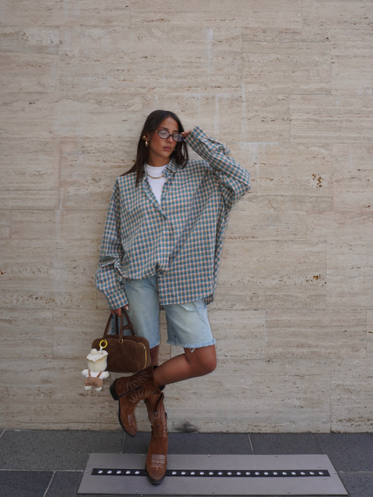 CAMICIA A QUADRI CON SPALLINE IMBOTTITE