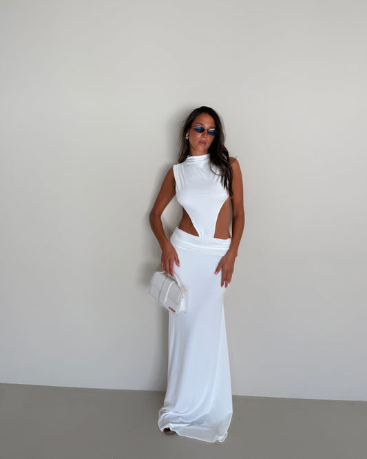 ABITO LUNGO SMANICATO CON CUT-OUT