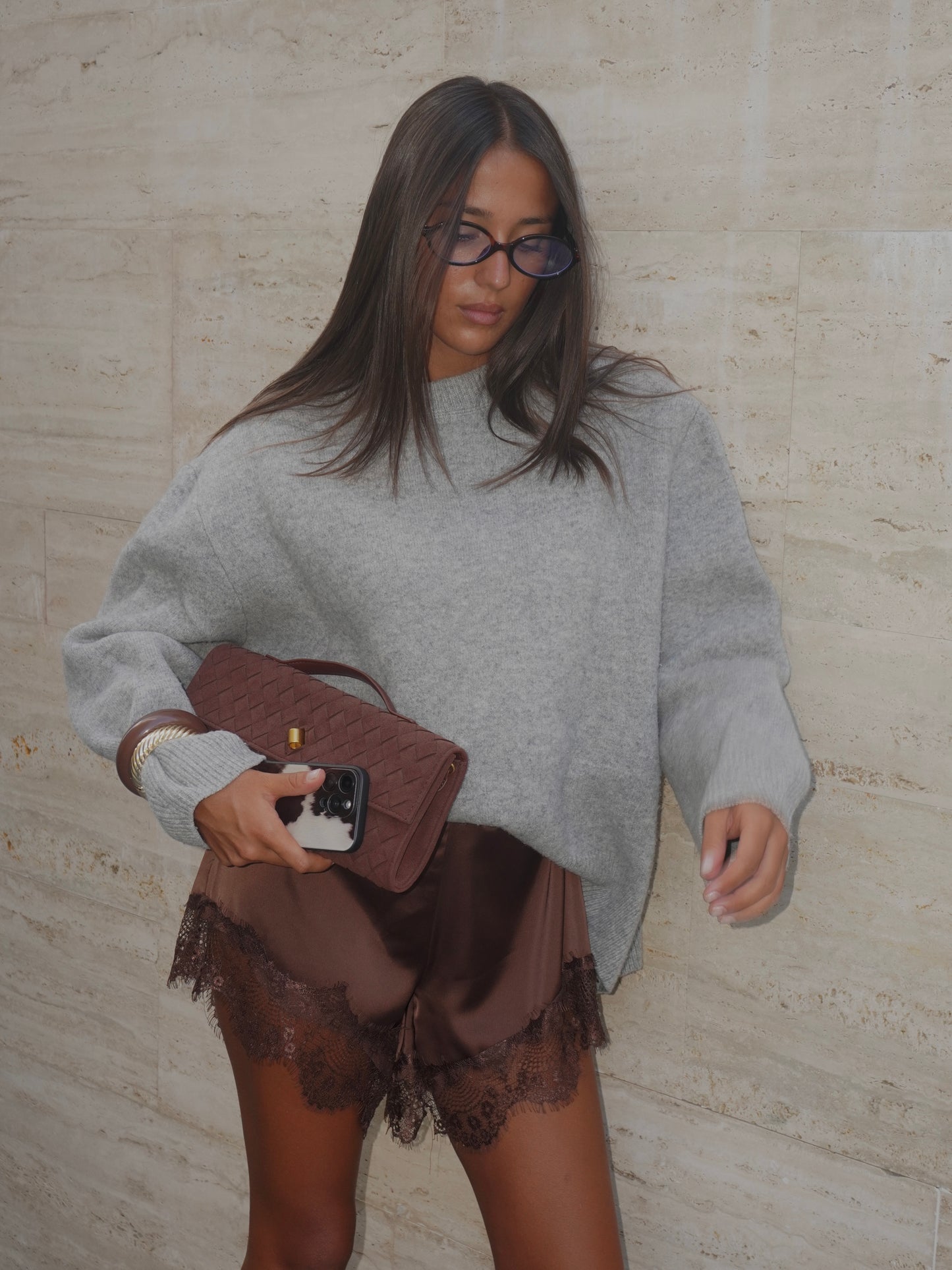 SHORTS IN SIMIL RASO E PIZZO