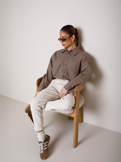 CAMICIA CON SPALLE IMBOTTITE A QUADRI