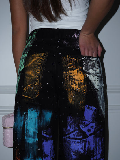JEANS STRASS EFFETTO VERNICE