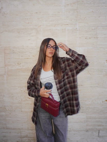 CAMICIA OVER A QUADRI CON CANOTTA