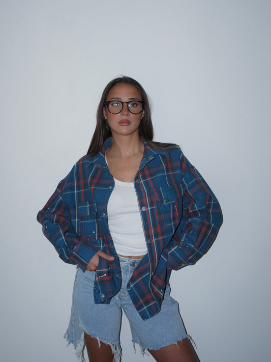 CAMICIA A QUADRI EFFETTO VERNICE