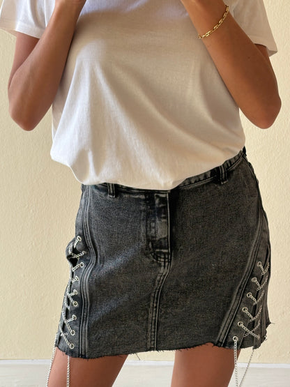 MINIGONNA IN DENIM STRINGATA